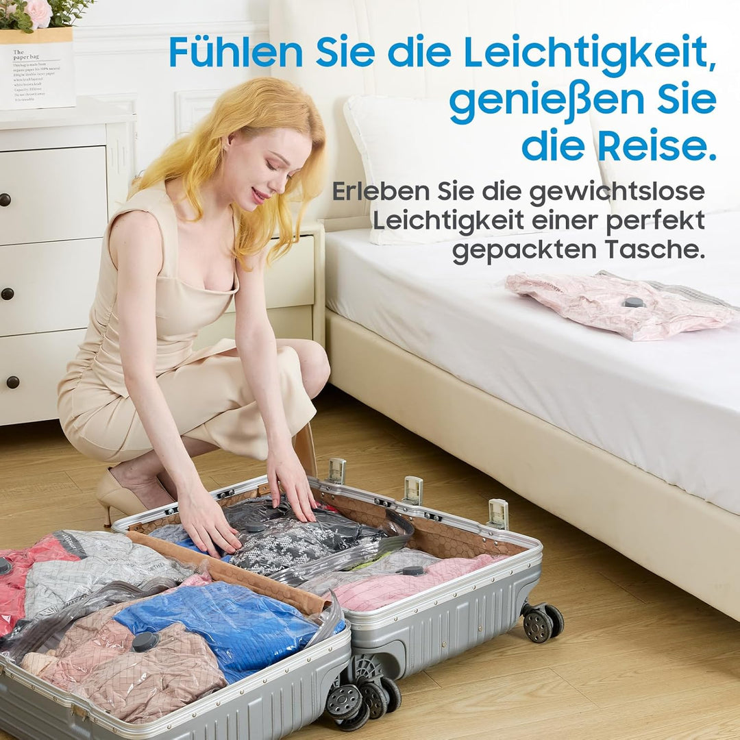 Vakuumbeutel für Kleidung mit Kabelloser Vakuumpumpe,Ideal für Reisegepäck sowie zur platzsparenden