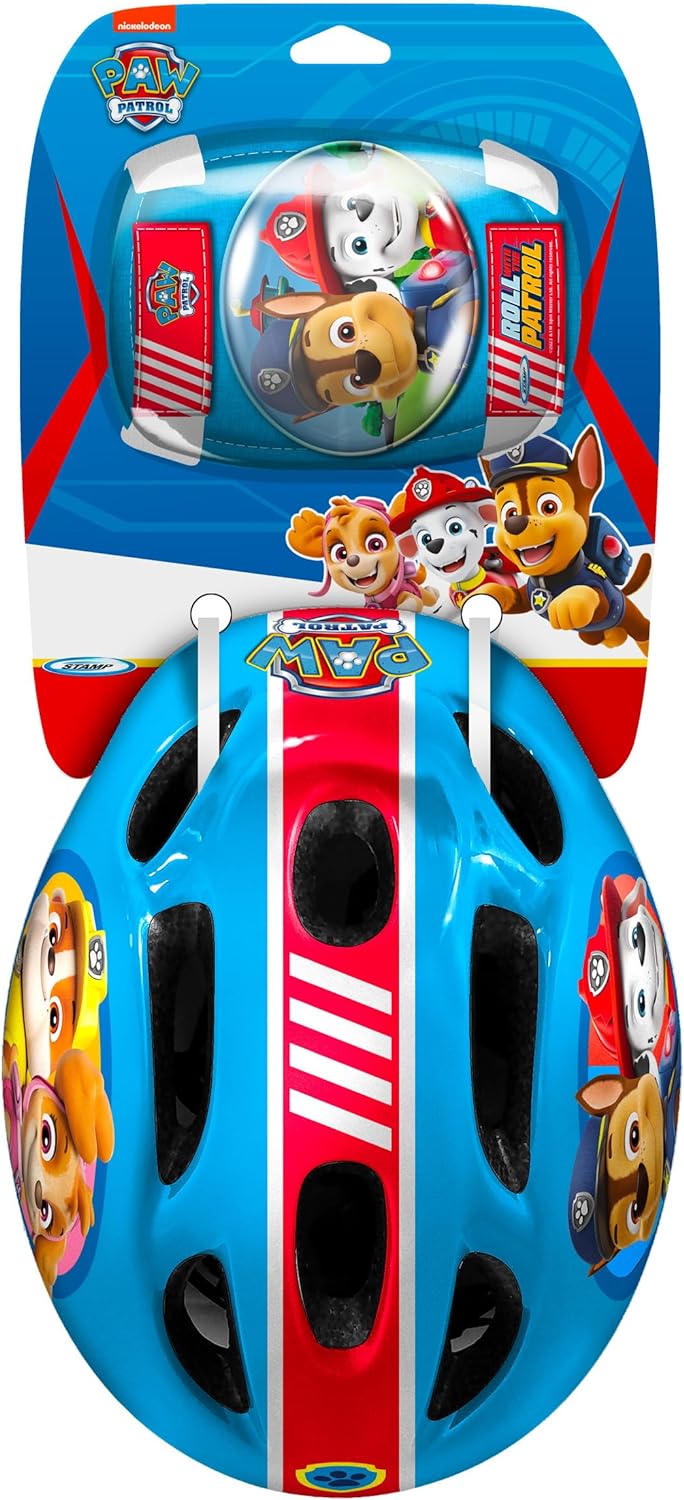 STAMP Unisex-Youth Helmet + Elbow & Knee Pads PAW Patrol, RED-Yellow-Blue, S PAW PATROL RED-YELLOW-B