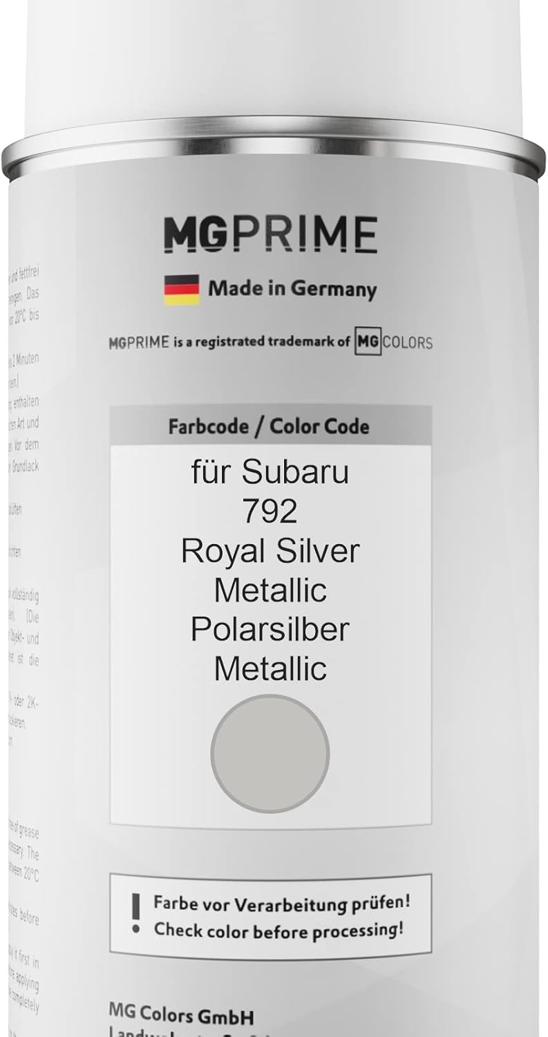 MG PRIME Autolack Sprühdosen Set für Subaru 792 Royal Silver Metallic/Polarsilber Metallic Basislack