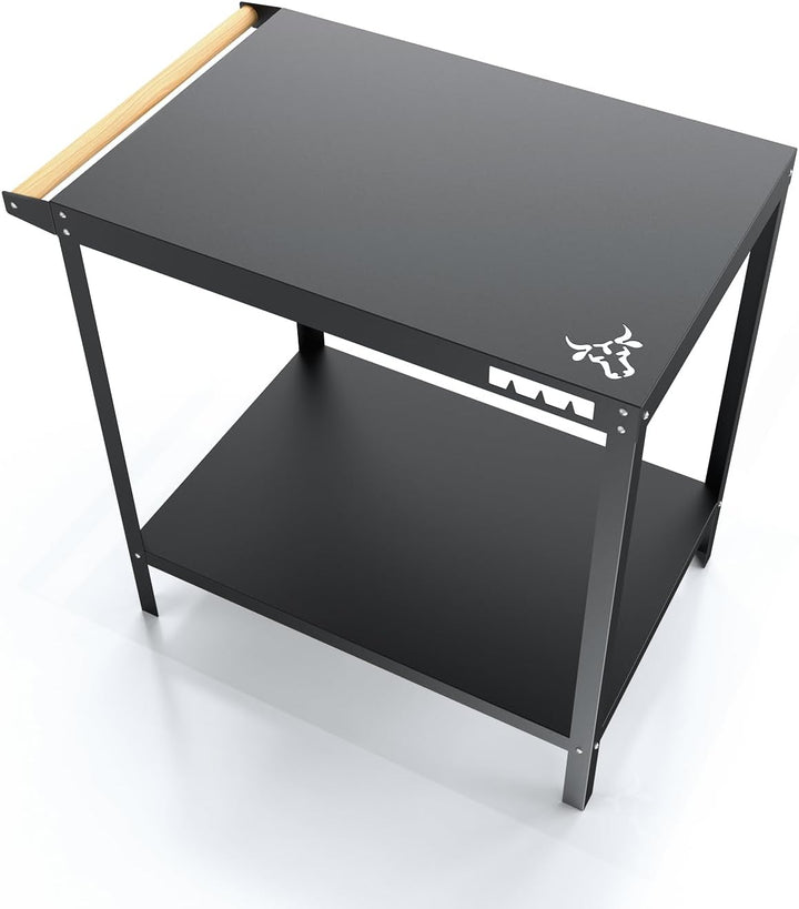tuning-art GTB | Grilltisch | Beistelltisch | Outdoor | BBQ Servierwagen | 50 x 72 cm Tisch Schwarz,