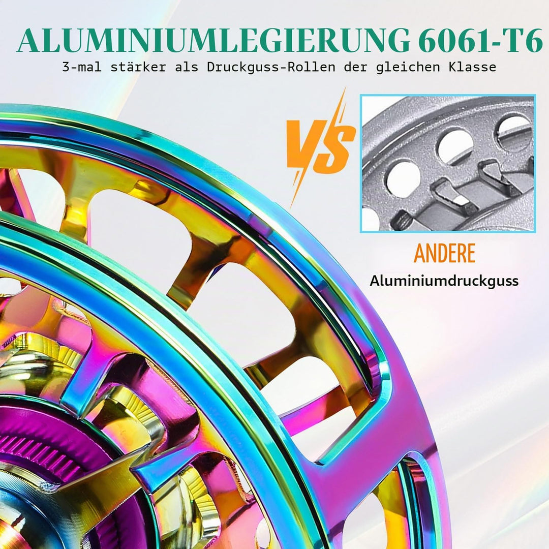 Sougayilang Fliegenfischerrolle Ultraleicht, oxidationsbeständig, CNC-gefrästes Gehäuse und Spule au
