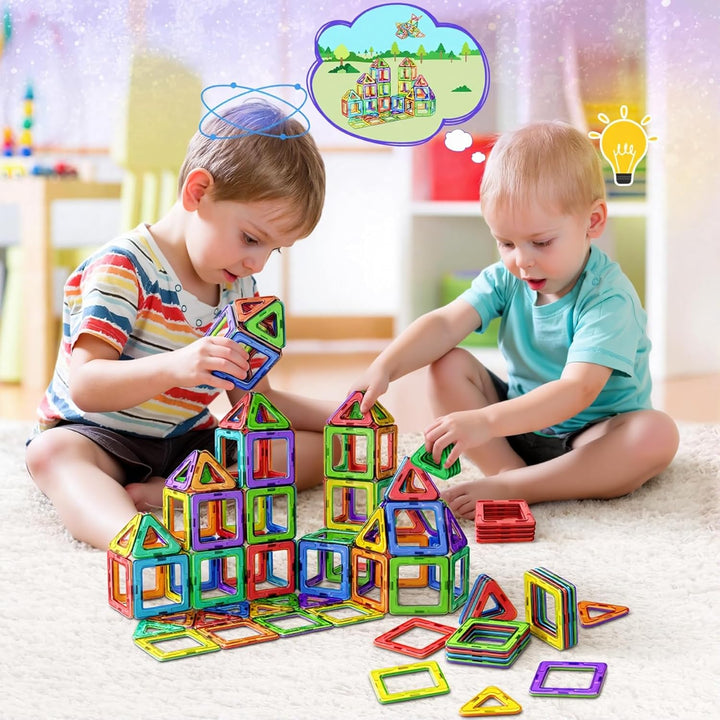 COOLJOY Magnetische Bausteine| 40 Teile Magnetbausteine Magnete Kinder | Magnetspielzeug Tiles | Mag
