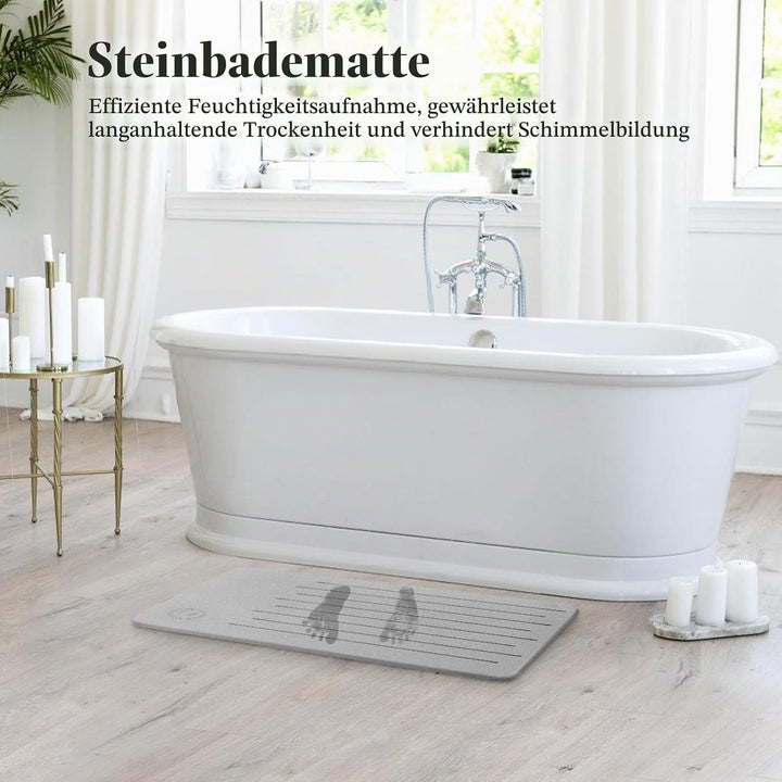Badematte Stein, Diatomite Stone Bath Mat, rutschfeste Stein Badematte Schnelltrocknend, Werten Sie