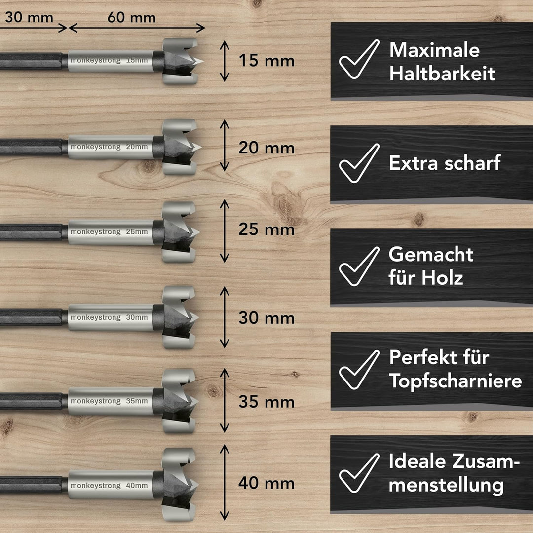 Forstnerbohrer Set [mit Tiefenstopp &amp; extra scharf] - 13 tlg. Holzbohrer Set in beliebtesten Grössen