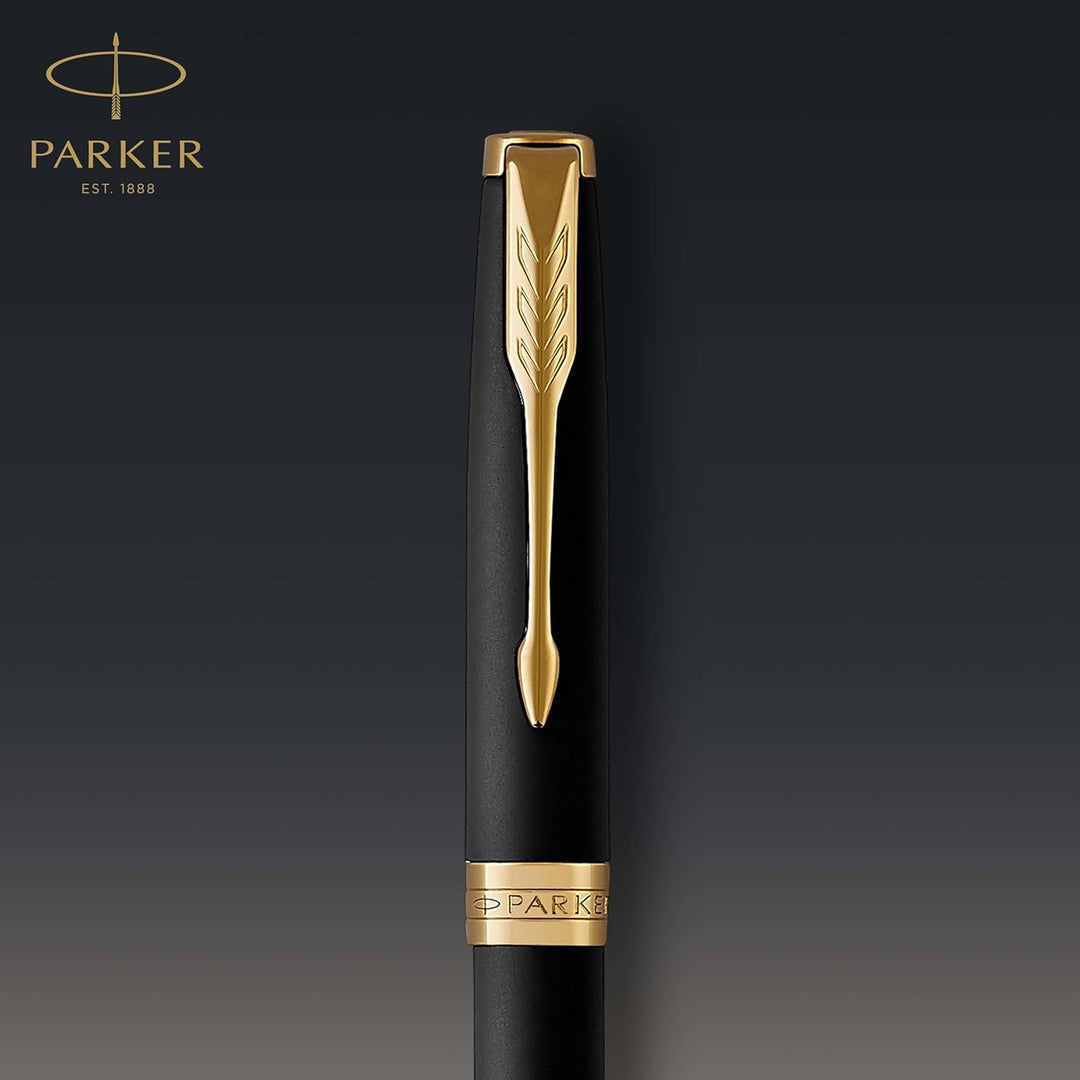 Parker Sonnet Kugelschreiber | Matt-Schwarze Lackierung mit Goldzierteilen | Mittlere Spitze | schwa