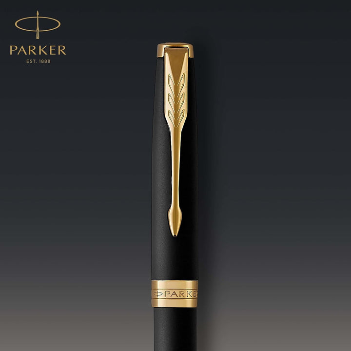Parker Sonnet Kugelschreiber | Matt-Schwarze Lackierung mit Goldzierteilen | Mittlere Spitze | schwa