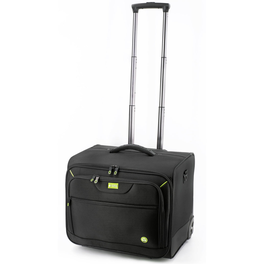Aktenkoffer aus recyceltem Polyester in schwarz 46209 | für fünf Aktenordner, mit Rollen und Trolley