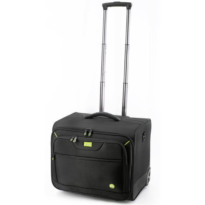 Aktenkoffer aus recyceltem Polyester in schwarz 46209 | für fünf Aktenordner, mit Rollen und Trolley