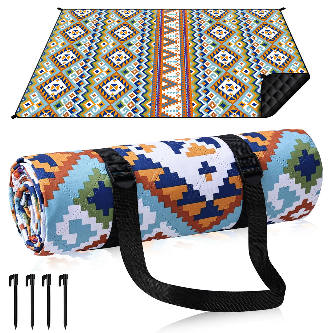 Gucass Boho Picknickdecke 150x200cm, Wasserdicht Stranddecke Sandfrei Strandmatte mit Tragegurt & 4X