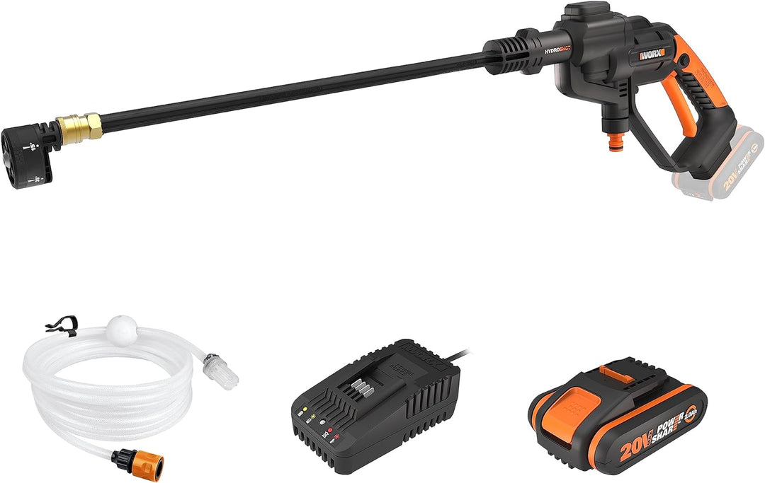 WORX WG620E Akku Hochdruckreiniger Hydroshot 20V – Mobiler Hochdruckreiniger inkl. Multi-Sprühdüse,