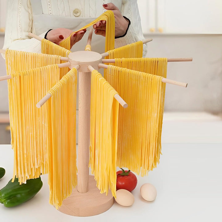 Toaboa Nudeltrockner Nudelständer Holz 46cmx40cm für bis zu 4.5kg Nudeln Pasta Trockner mit 9 Abnehm