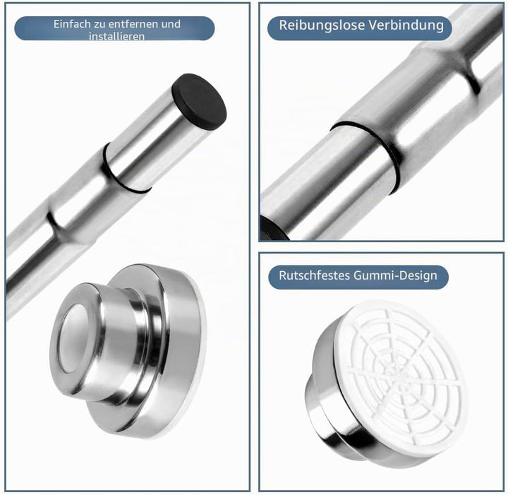 Teleskopstange Edelstahl Duschvorhangstange 65-100cm,Starker Halt ohne Bohren,silber kleiderstange,