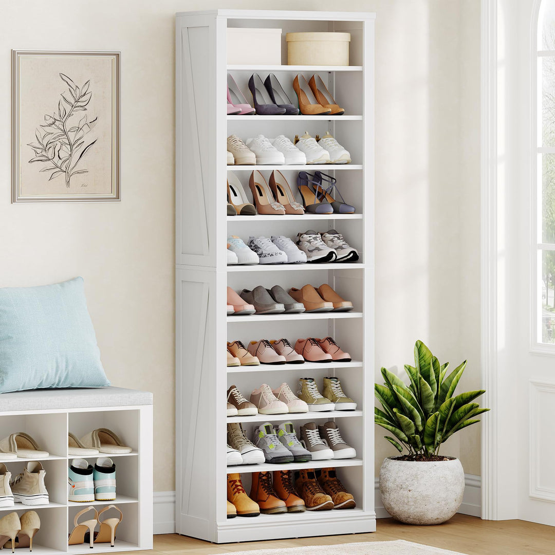 Hzuaneri Schuhschrank, Freistehender Schuhkommode mit 27-30 Paar, Verstellbare Regalböden, Schuhkipp