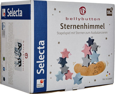 Selecta 64020 Sterne Sternenhimmel, Bellybutton, Stapelspielzeug aus Holz, 12 Teile, bunt, S