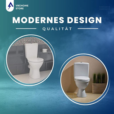 VBChome Stand- WC Toilette Keramik Komplett -Design- Set mit Spülkasten WC- Sitz aus Polypropylen fü