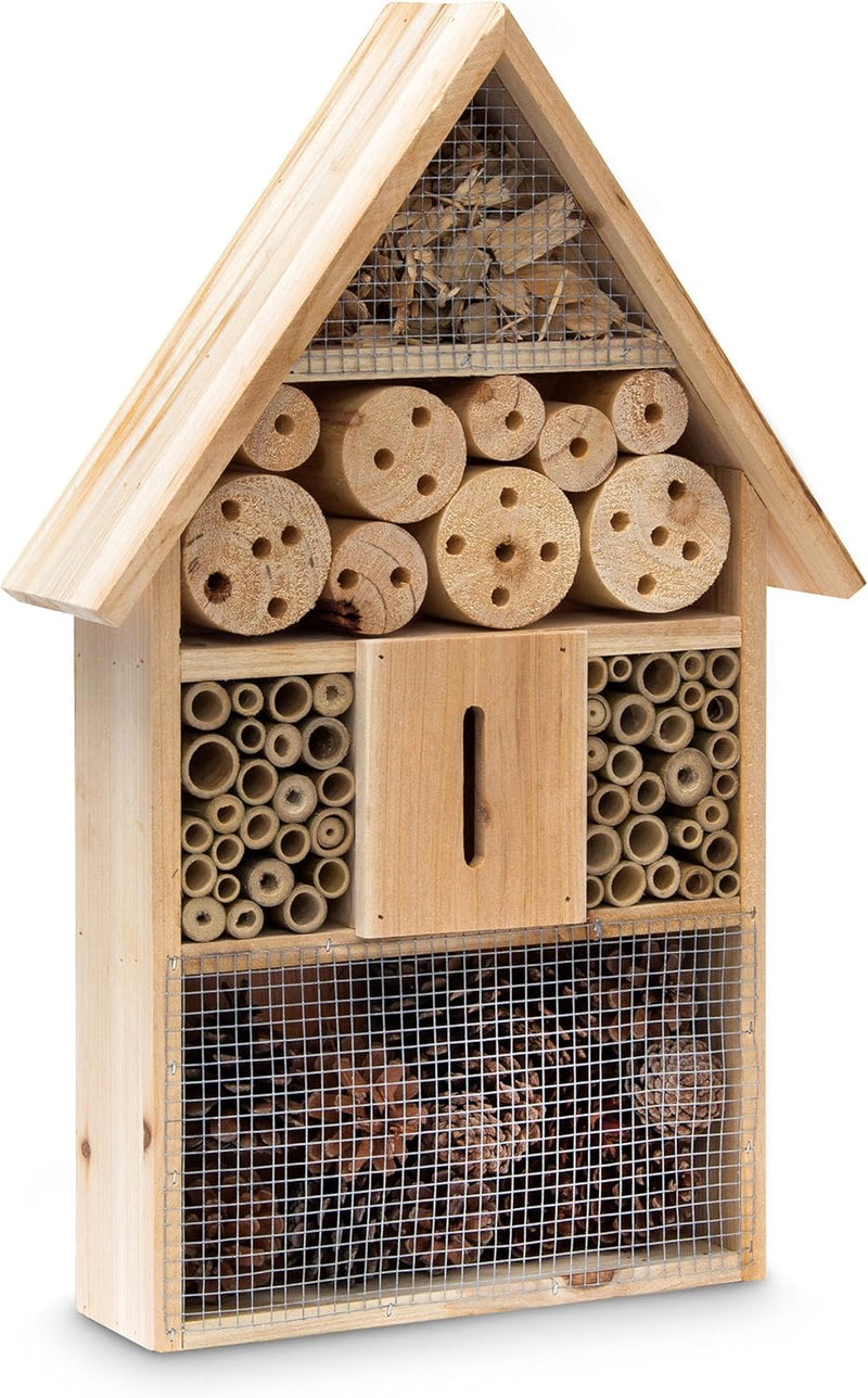 Relaxdays Insektenhotel HBT 48 x 31 x 10 cm Bienenhotel aus Naturmaterialien als Unterschlupf für Kä