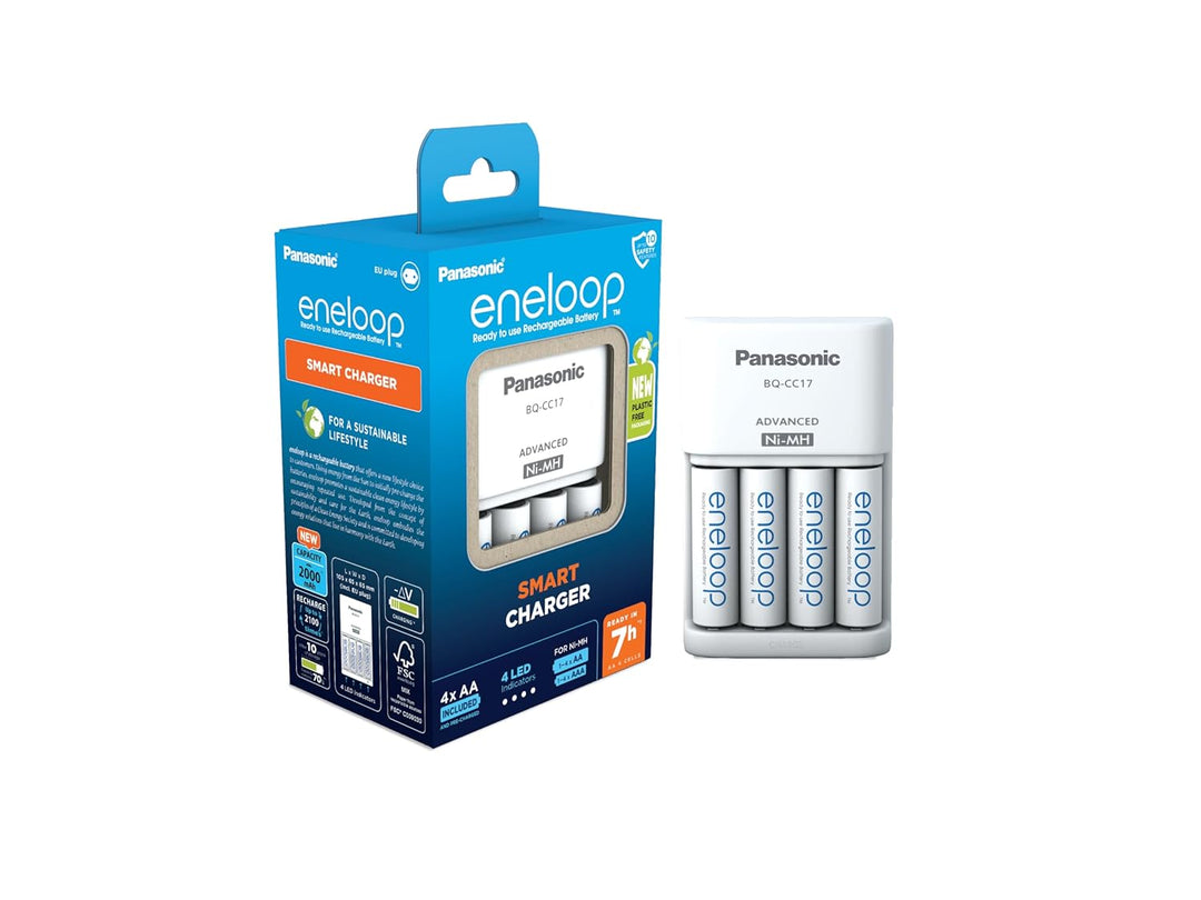 eneloop Smart Ladegerät, für 1-4 AA/AAA NI-MH Akkus & AAA/Micro NI-MH Akku, 4er-Pack, Kapazität mit