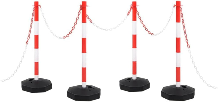 vidaXL Absperrpfosten Kettenständer Poller mit 10m Kunstoffkette Absperrkette 2 Stck Rot