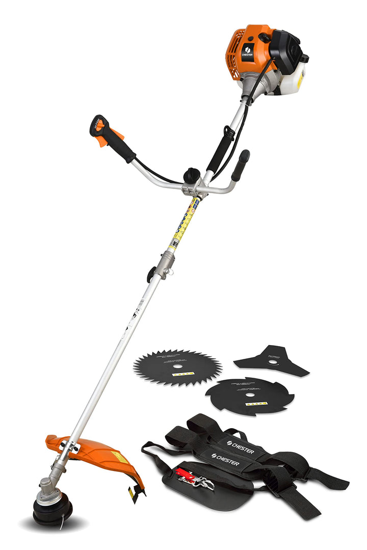 Freischneider mit Benzinmotor 52 cm³ - 3 Klingen + 1 Doppelfadenkopf - Chester