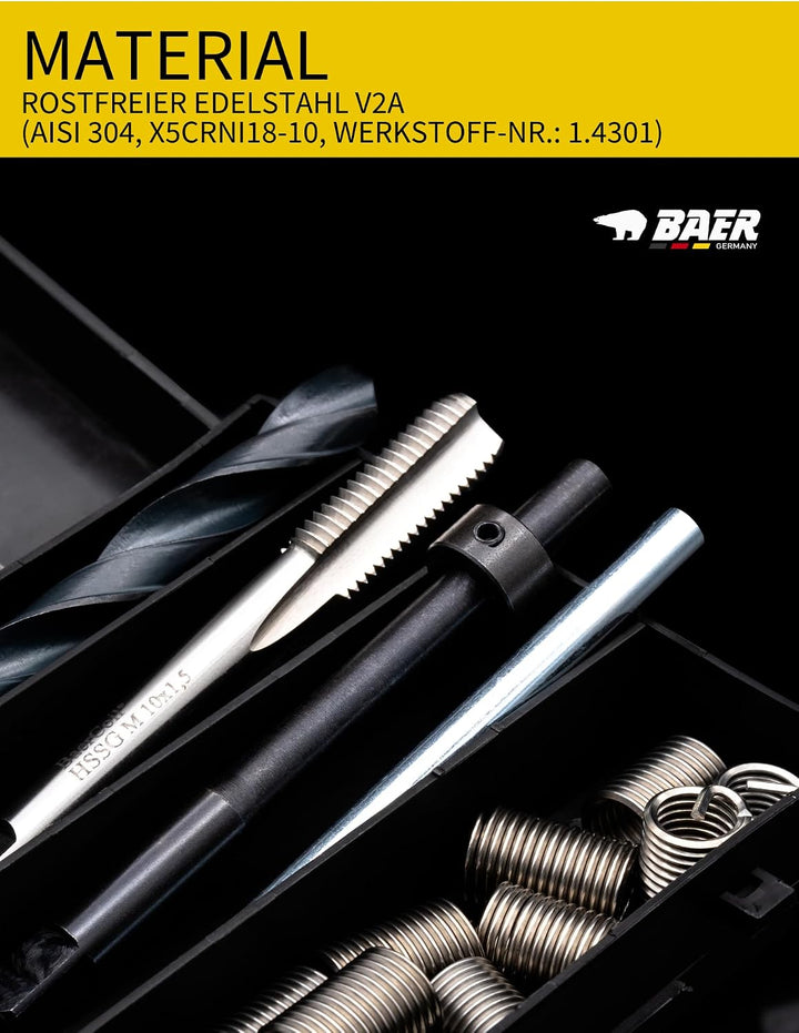 BaerCoil Gewindereparatur-Satz M 8 x 1,25 - Gewindereparatur M 8 - Gewindeverstärkung - Gewinderepar