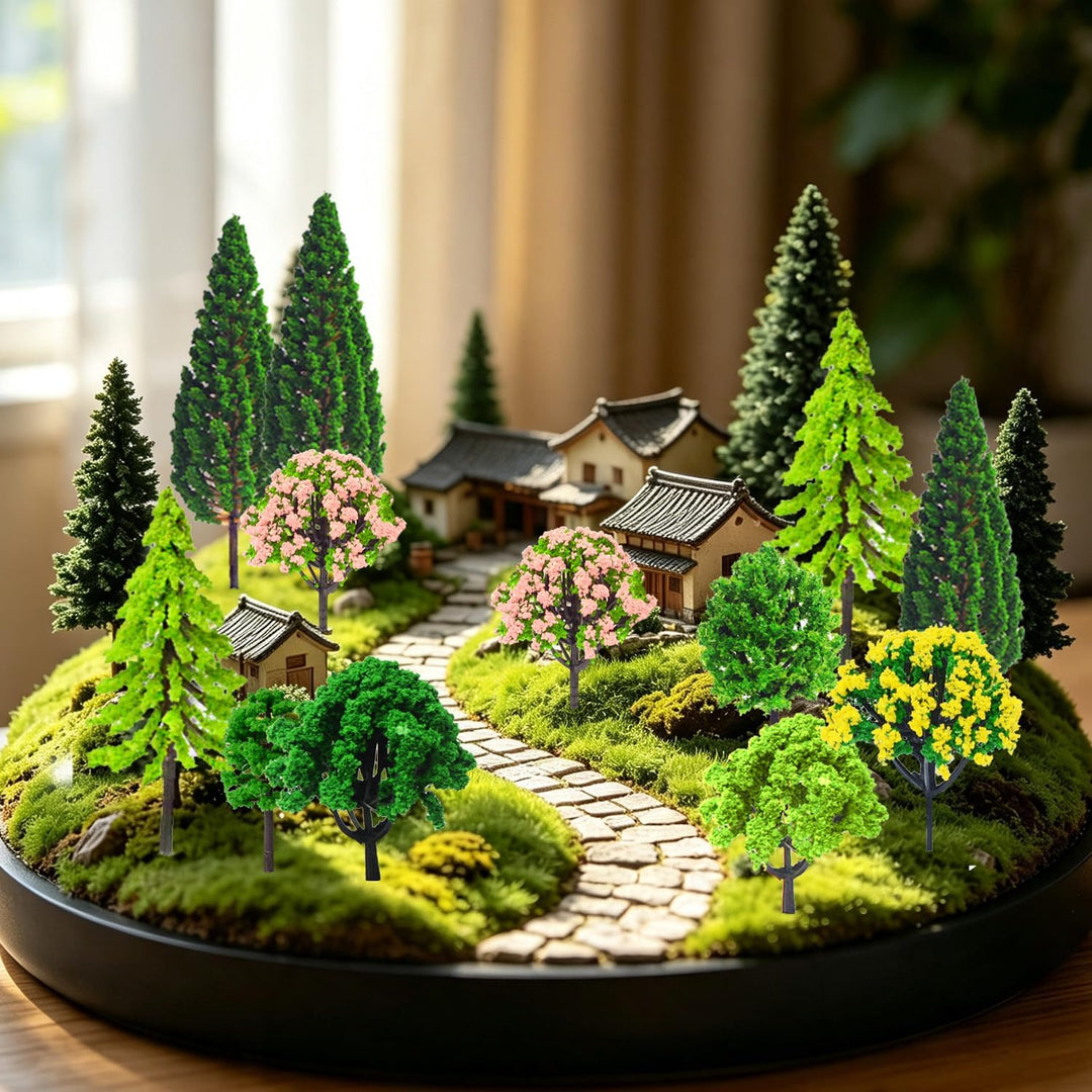 Modellbau Bäume 55 Stück Landschaft Modell Bäume Miniatur Bäume und Büsche Gemischte Architektur Bäu
