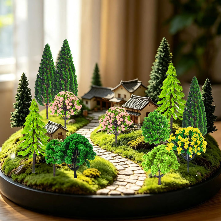 Modellbau Bäume 55 Stück Landschaft Modell Bäume Miniatur Bäume und Büsche Gemischte Architektur Bäu