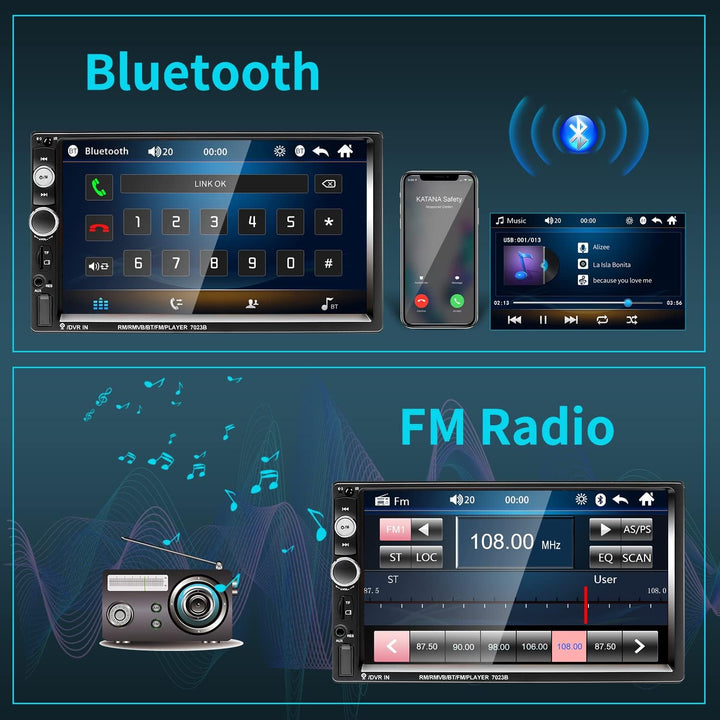 Hikity Doppel Din Autoradio Bluetooth mit Bildschirm Autoradio mit Freisprecheinrichtung RüCkfahrkam