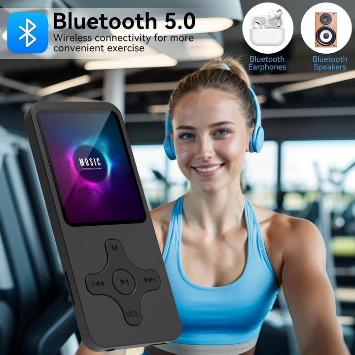 Gueray MP3 Player Bluetooth mit 64GB TF-Karte MP3 Players mit Lautsprecher Unterstützt FM-Radio Reko