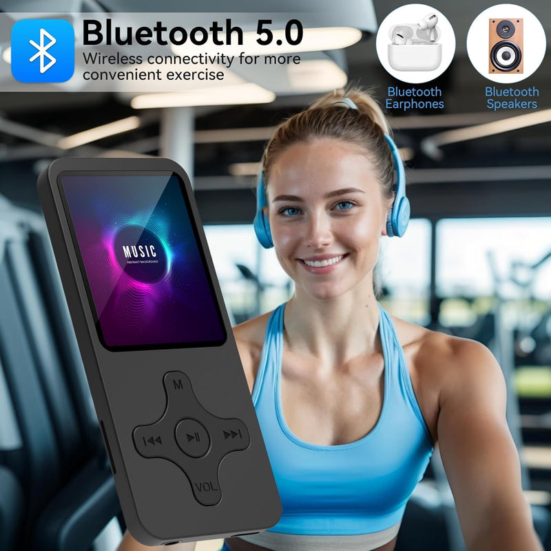 Gueray MP3 Player Bluetooth mit 64GB TF-Karte MP3 Player mit Lautsprecher für hörbücher geeignet Unt