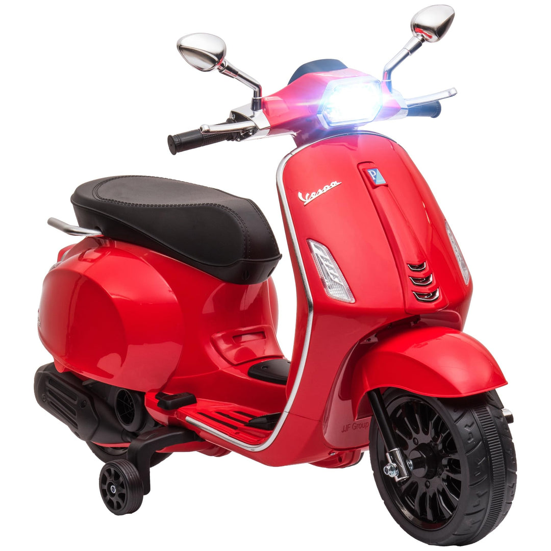 AIYAPLAY Elektro Kindermotorrad, Vespa 6V Elektromotorrad mit MP3, USB, FM-Radio, LED-Scheinwerfer,