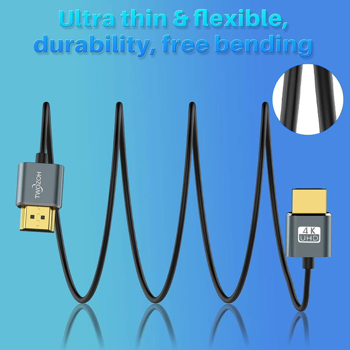 Twozoh Schlankes 4K HDMI auf HDMI 2.0 Kabel 2M, 10 Stück, ultradünn und flexibel, unterstützt 4K bei