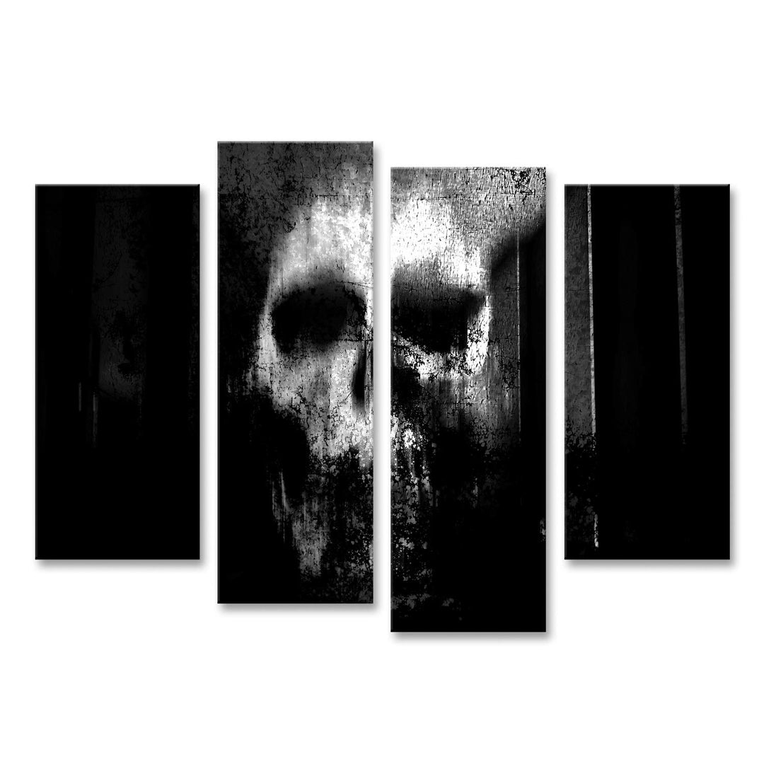 islandburner Bild auf Leinwand Horror Schädel Schwarzweiss Horror Hintergrund Für Halloween Und Film