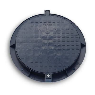 Varile 780mm Schachtabdeckung, Gullydeckel aus Kunststoff belastbar bis 1,5 t Schwarz, Schwarz