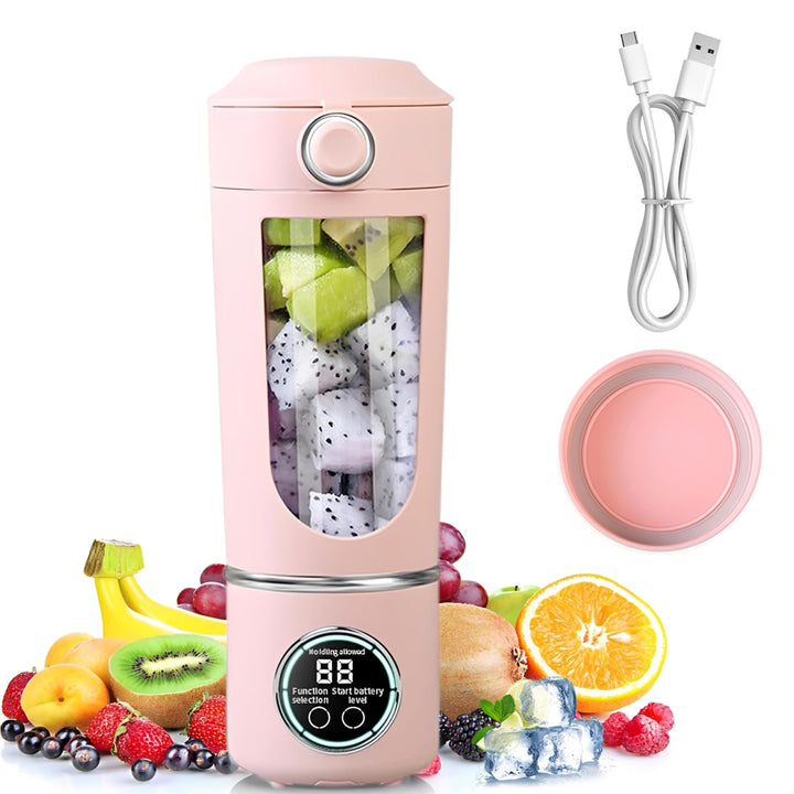 Tragbarer Mixer, 700 ml Mixer Smoothie, Mini-Standmixer mit 12 Edelstahlklingen und Digitalanzeige,