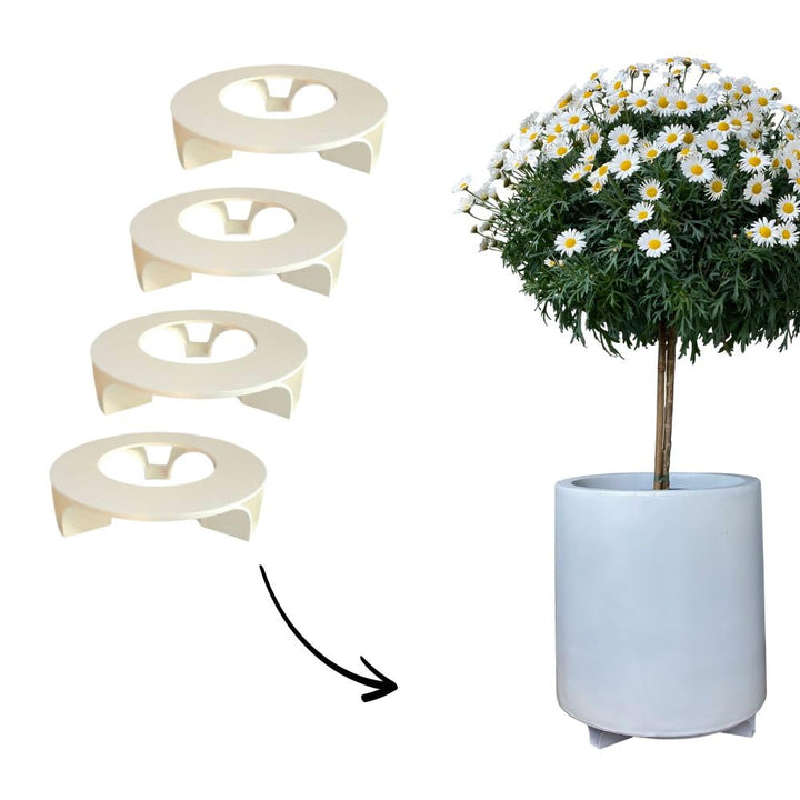 terraced® - 4er Set - Untersetzer Blumentopf – Farbe: Cremeweiss - Rund - 16cm Durchmesser - Materia