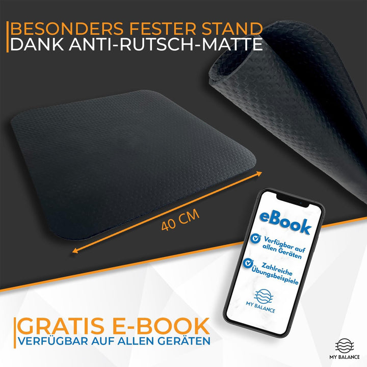 My Balance Premium Balance Board inkl. Antirutschmatte, Hochwertiges Wackelbrett mit E-Book, Stärkt
