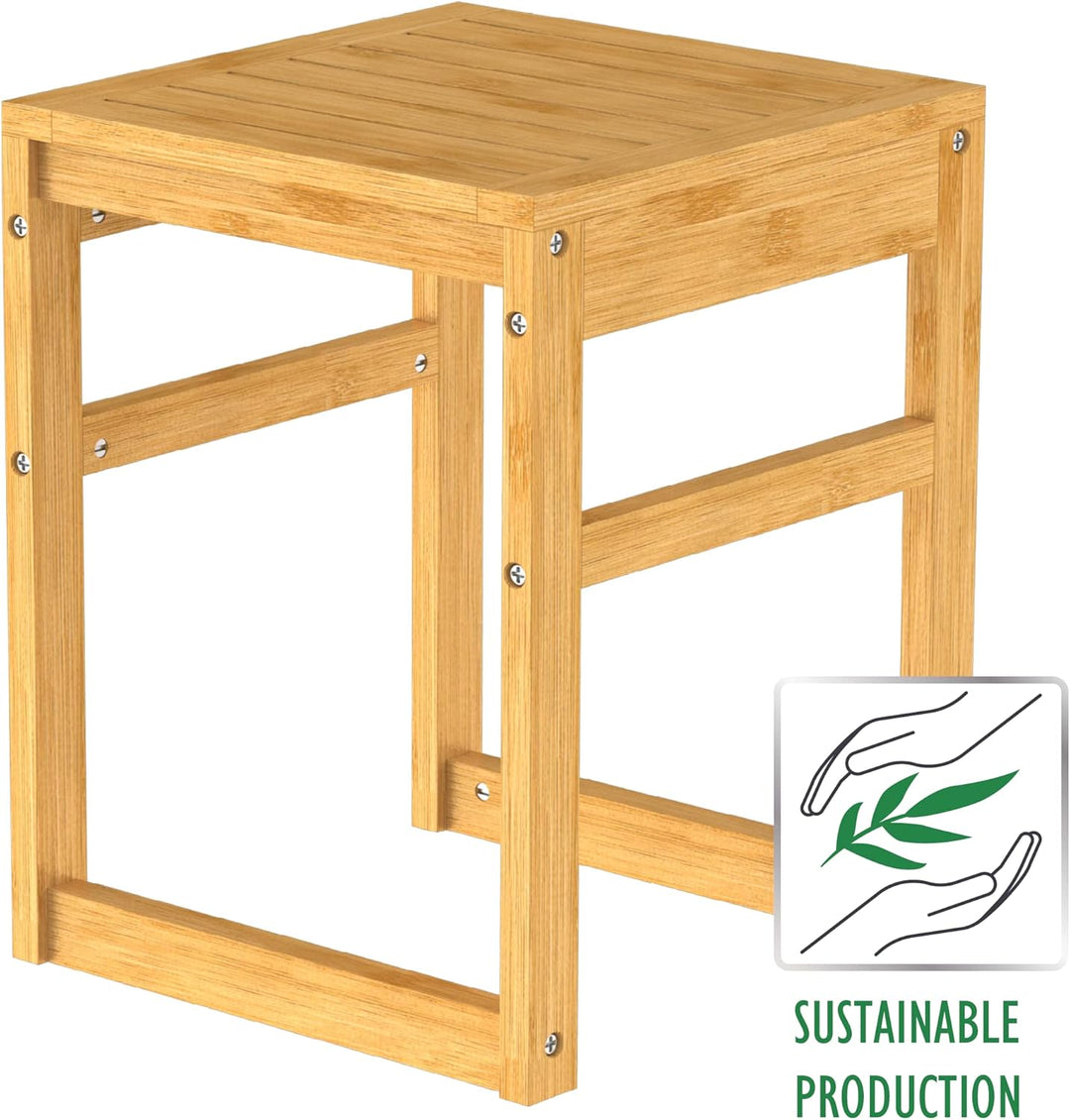 EISL BMBA02-BH2 Bambus Badhocker, Hocker aus Bambus für das Badezimmer, mit Sitzfläche, (B x H x T):
