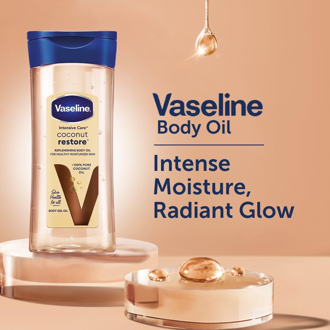 Vaseline Intensive Care Körperöl Coconut Restore für gesunde, mit Feuchtigkeit versorgte Haut. Regen