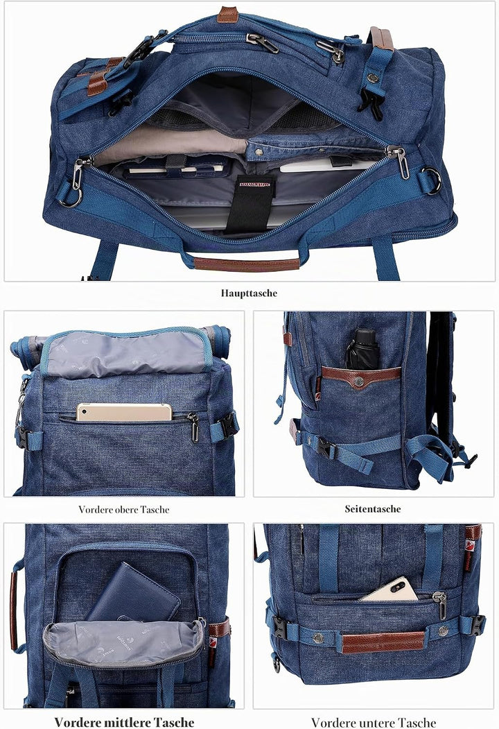 WITZMAN Reiserucksack Herren Gross Canvas Laptop Rucksack Convertible Reisetasche Rucksack Herren Fi
