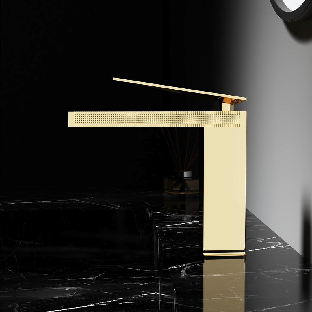 Wasserhahn Bad Gold Retro Waschtischarmatur Bad Gold Klassische Mischbatterie aus Messing für Badezi