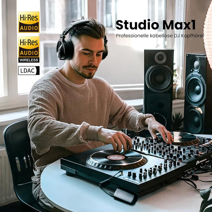 OneOdio Studio Max 1 Kabellose Over Ear DJ Kopfhörer, 120 Std. Spielzeit, 20 ms geringe Latenz, Hi-R