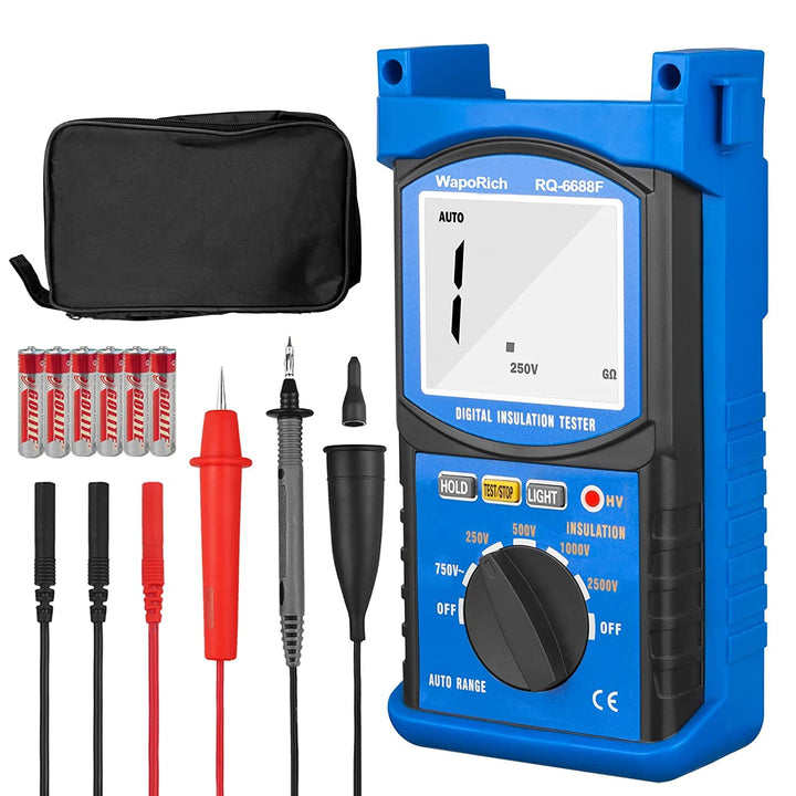 Digitaler Isolationswiderstandstester, WapoRich Spannungsprüfer 250/500/1000/2500V, MegOhmmeter mit