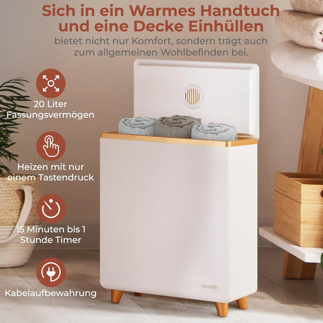 SereneLife Handtuchtrockner Elektrisch Roségold – Fassungsvermögen für 2 Handtücher, Energiesparend