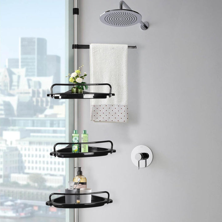 homewell Eckregal Bad mit 4 Ablagen, Teleskop Duschregal, 105-310 cm Höhenverstellbares, Duschregal