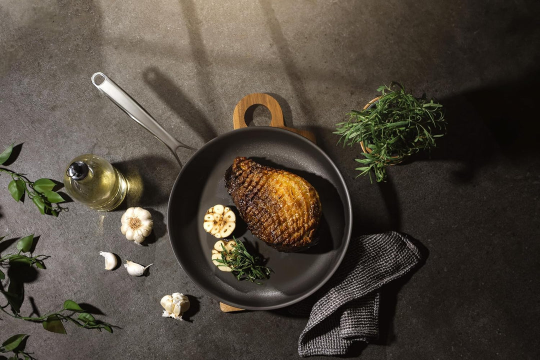 Onyx Cookware ZERO Bratpfanne 24 cm – Natürliche Antihaft aus Edelstahl | Ohne chemische Beschichtun