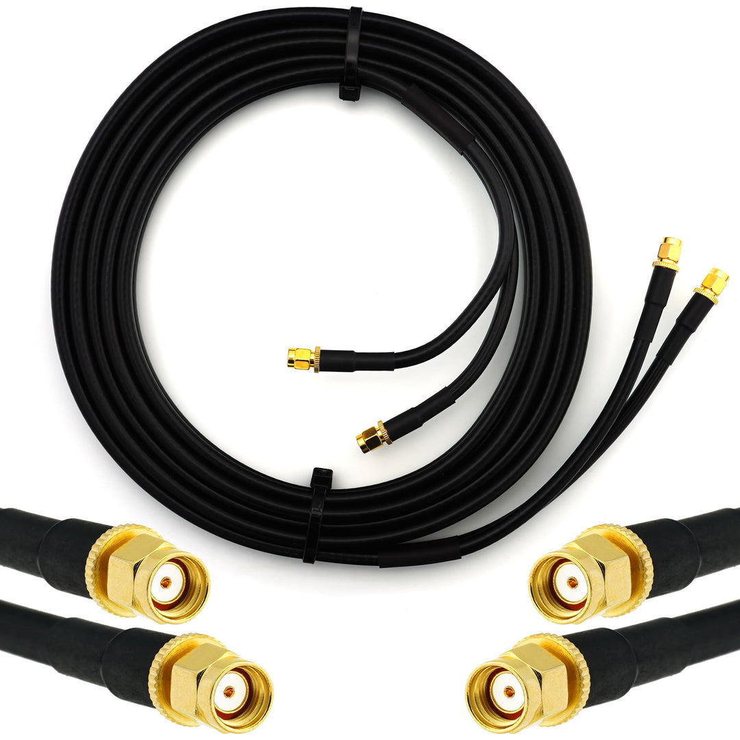 12m RP-SMA Stecker auf RP-SMA Stecker Doppel-Koaxialkabel — HF-240 (LMR 240 Äquivalent) Twin Verläng