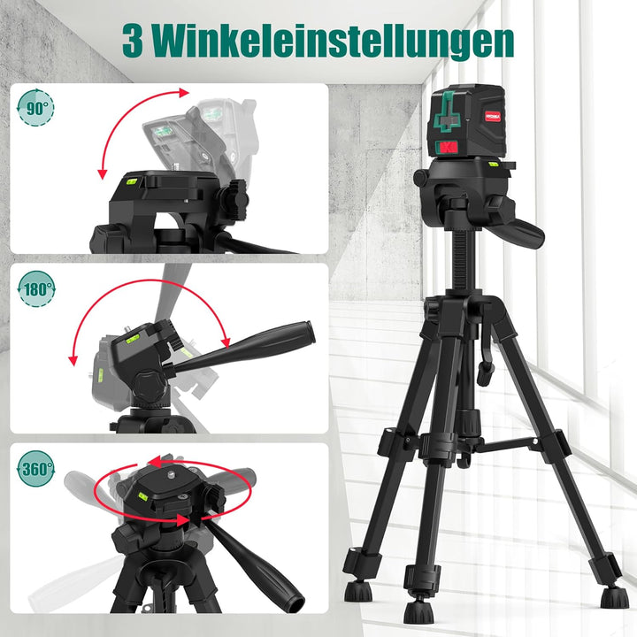 HYCHIKA Kreuzlinienlaser, Grün Laser Wasserwaage mit Stativ, Kreuzlaser Selbstnivellierend, Linienla