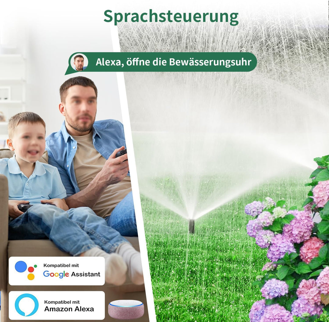 Bewässerungscomputer WLAN, Bewässerungsuhr Smart mit Wi-Fi Hub und APP Fernsteuerung,Automatischer B
