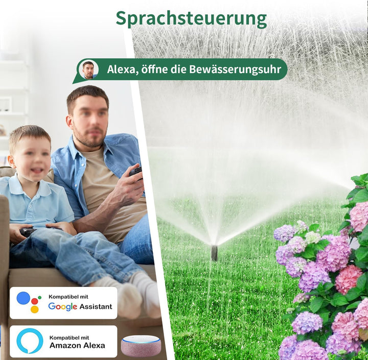 Bewässerungscomputer WLAN, Bewässerungsuhr Smart mit Wi-Fi Hub und APP Fernsteuerung,Automatischer B