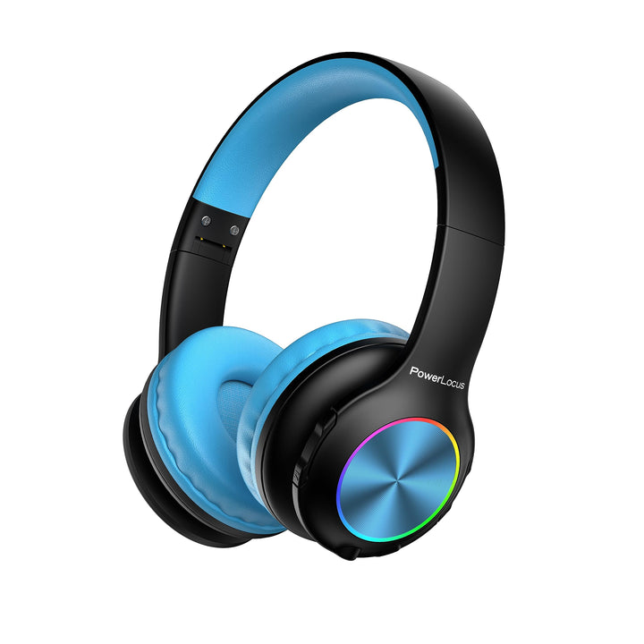 Kinderkopfhörer Bluetooth, PowerLocus Kinder Kopfhörer Kabellos mit LED-Leuchten 74/85/94dB Lautstär